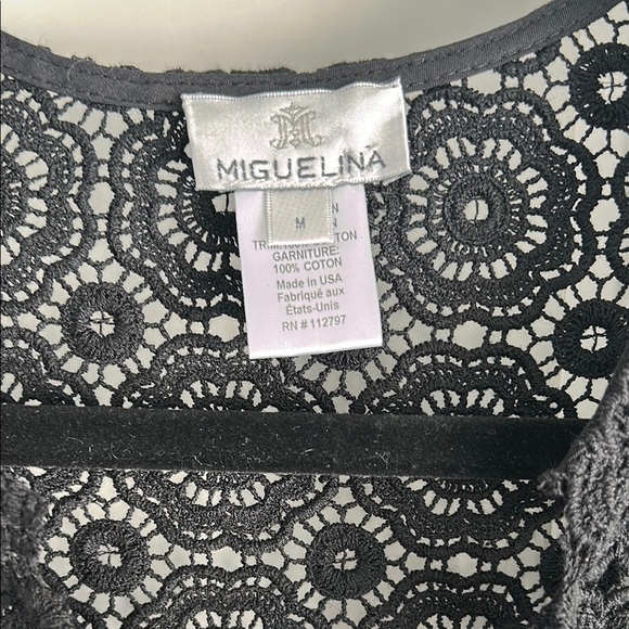Miguelina Serena Black Crocheted Lace Coverup Dress | M - Picture 5 of 6